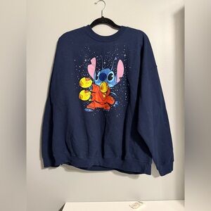 Navy Blue Sweatshirt with Disneys Stitch Cartoon Character